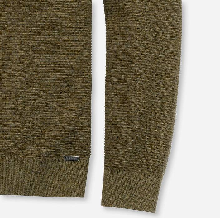 Olymp Maglione Girocollo Olymp Verde Oliva In Cotone Bio Modern Fit