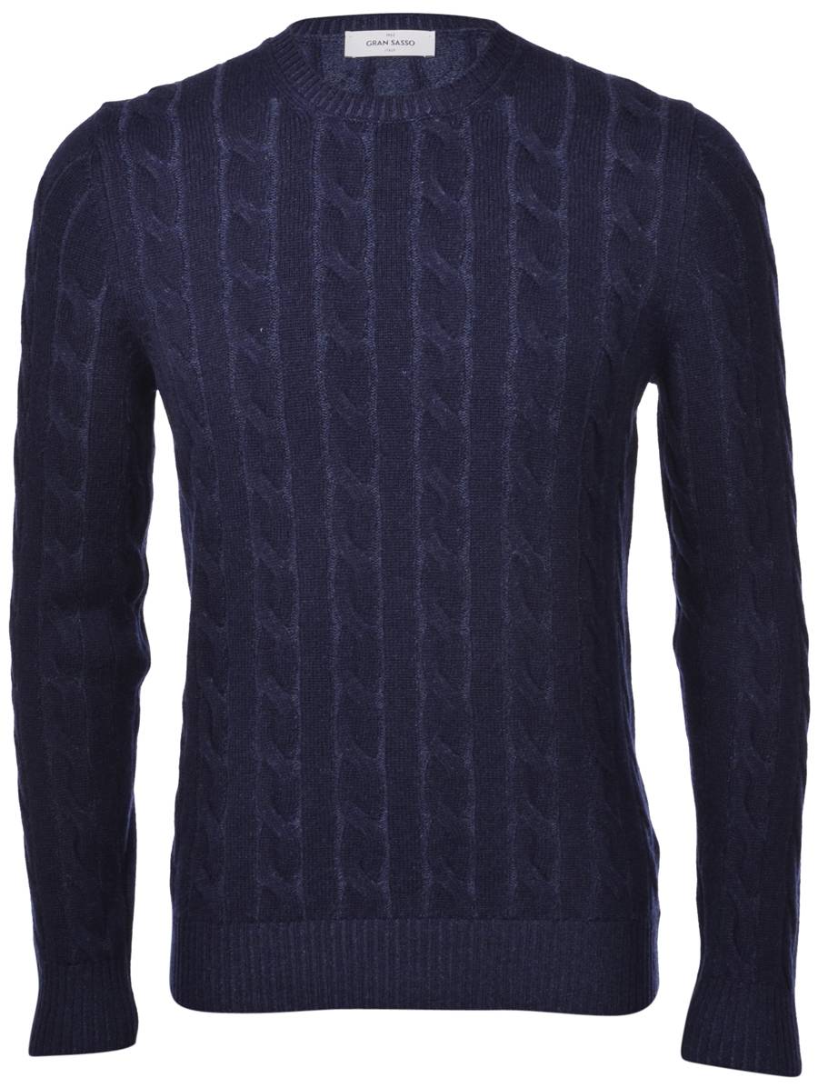 Gran Sasso Maglione gran sasso blu a trecce misto cashmere
