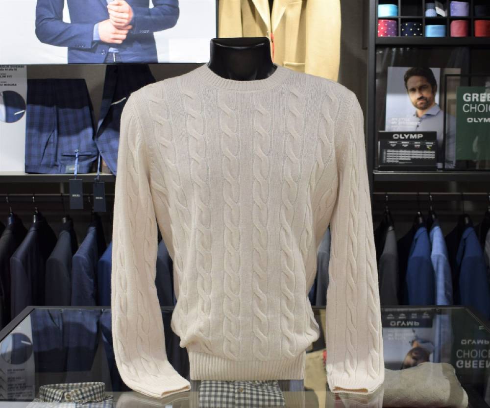 Gran Sasso Maglione Gran Sasso Panna A Trecce Misto Cashmere