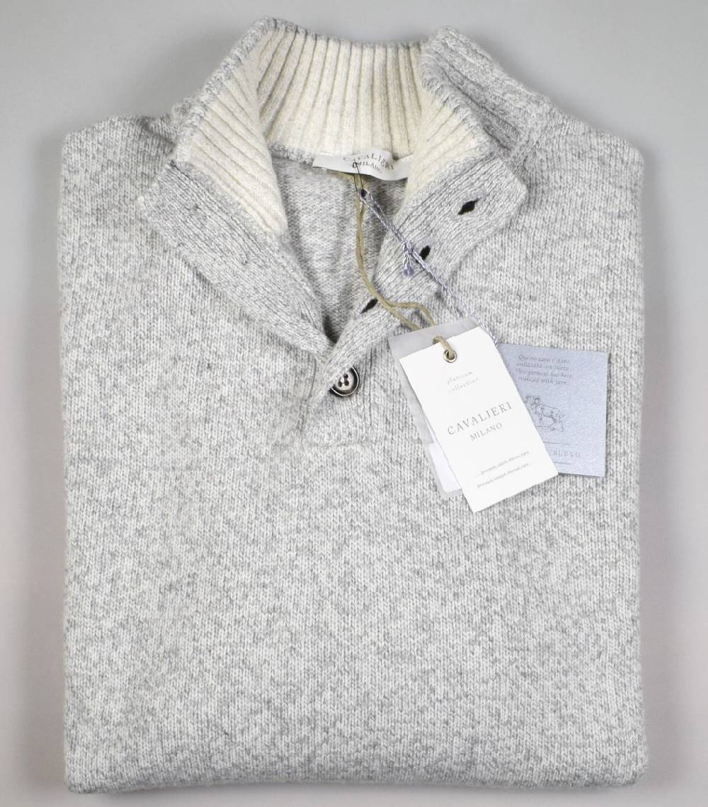 Cavalieri Milano Maglione Lupetto Con Bottoni Cavalieri Milano Misto Cashmere