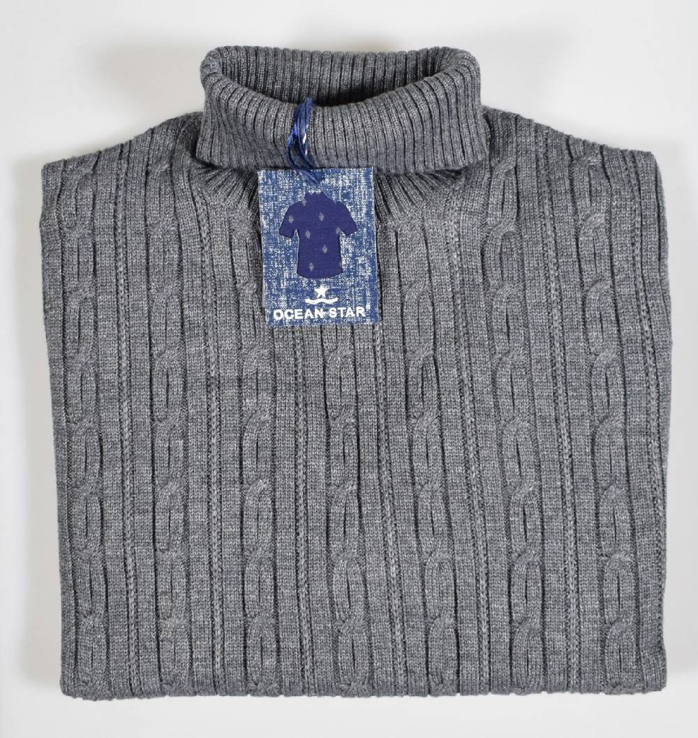 Ocean Star Maglione Ocean Star Dolcevita A Trecce Misto Lana In Tre Colori