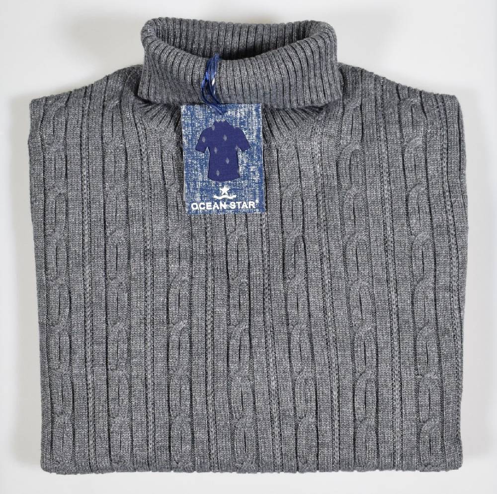 Ocean Star Maglione Ocean Star Dolcevita A Trecce Misto Lana In Tre Colori