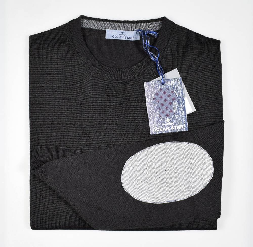 Ocean Star Maglione Ocean Star Girocollo Con Toppe Misto Lana Merino Pettinata
