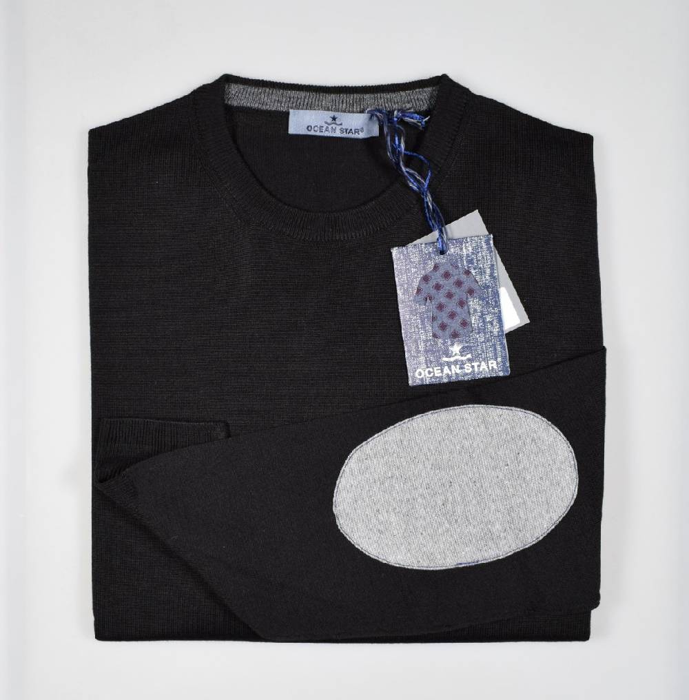 Ocean Star Maglione Ocean Star Girocollo Con Toppe Misto Lana Merino Pettinata