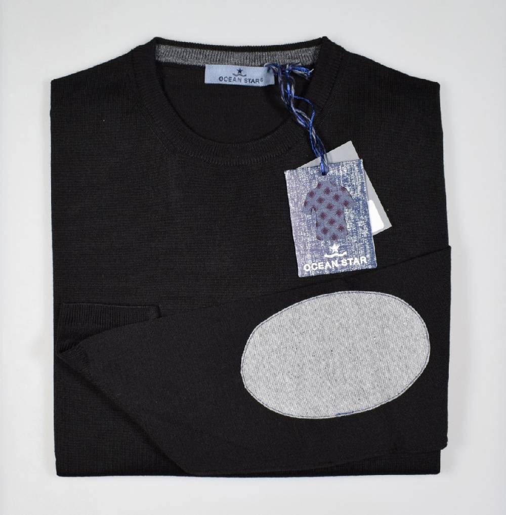 Ocean Star Maglione Ocean Star Girocollo Con Toppe Misto Lana Merino Pettinata