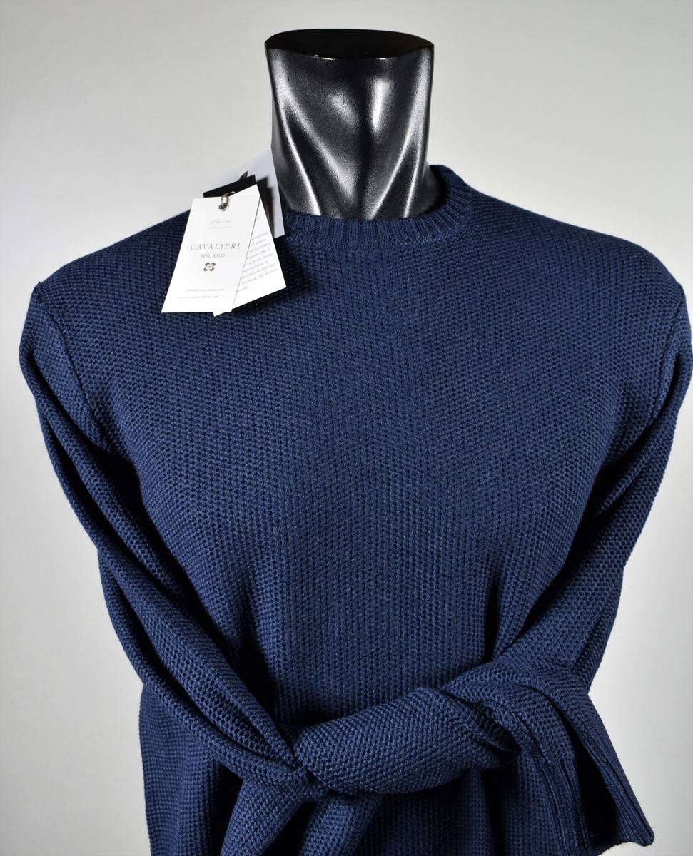 Cavalieri Milano Maglione Paricollo Blu Cavalieri Milano Modern Fit