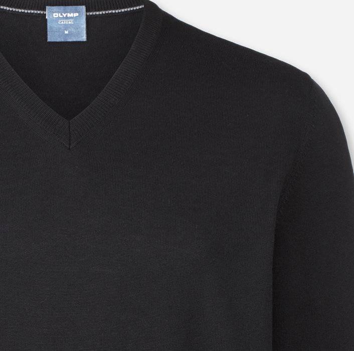 Olymp Maglione Pullover Collo A V Olymp In Lana Pettinata Merino Extra Fine
