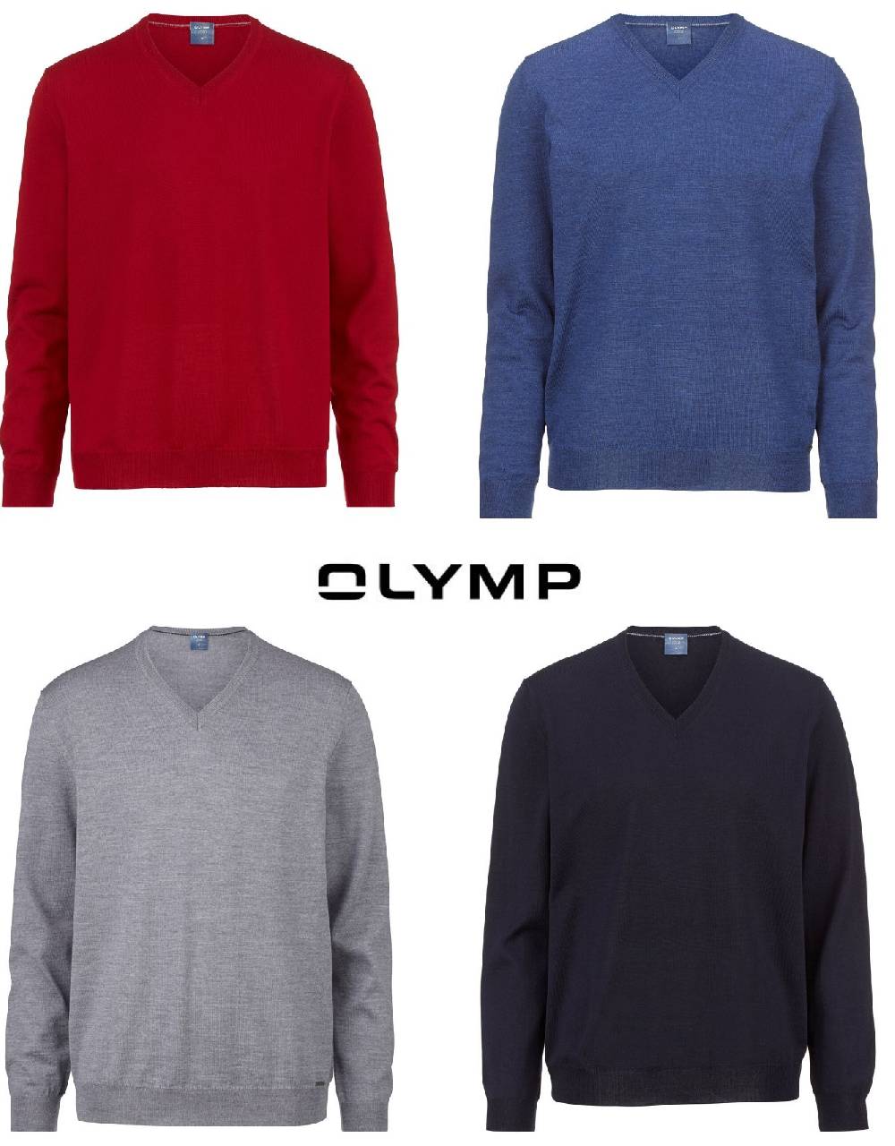 Olymp Maglione pullover collo a V olymp in lana pettinata merino extra fine