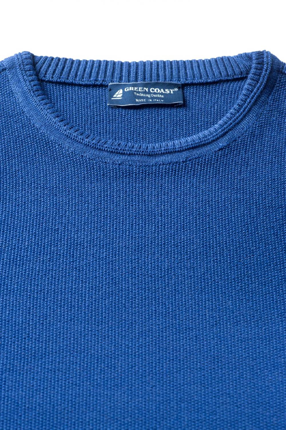 Green Coast Maglione Regular Fit A Giro Collo Azzurro Green Coast Made In Italy