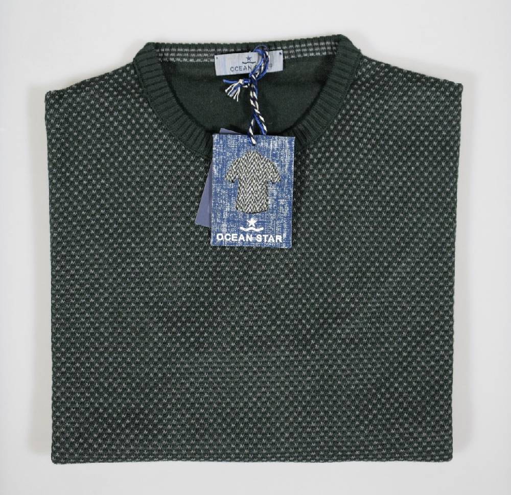 Ocean Star Maglione Slim Fit Giro Collo Micro Fantasia Ocean Star Made In Italy