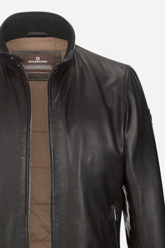 Milestone Bomber Giubbino Nero In Pelle Milestone