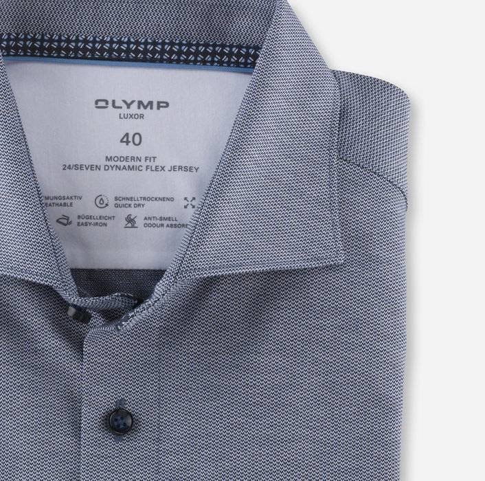 Olymp Camicia Azzurra Olymp In Jersey Modern Fit