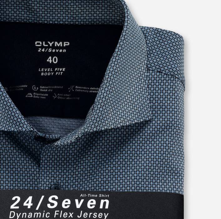 Olymp Camicia Azzurra Olymp In Jersey Slim Fit