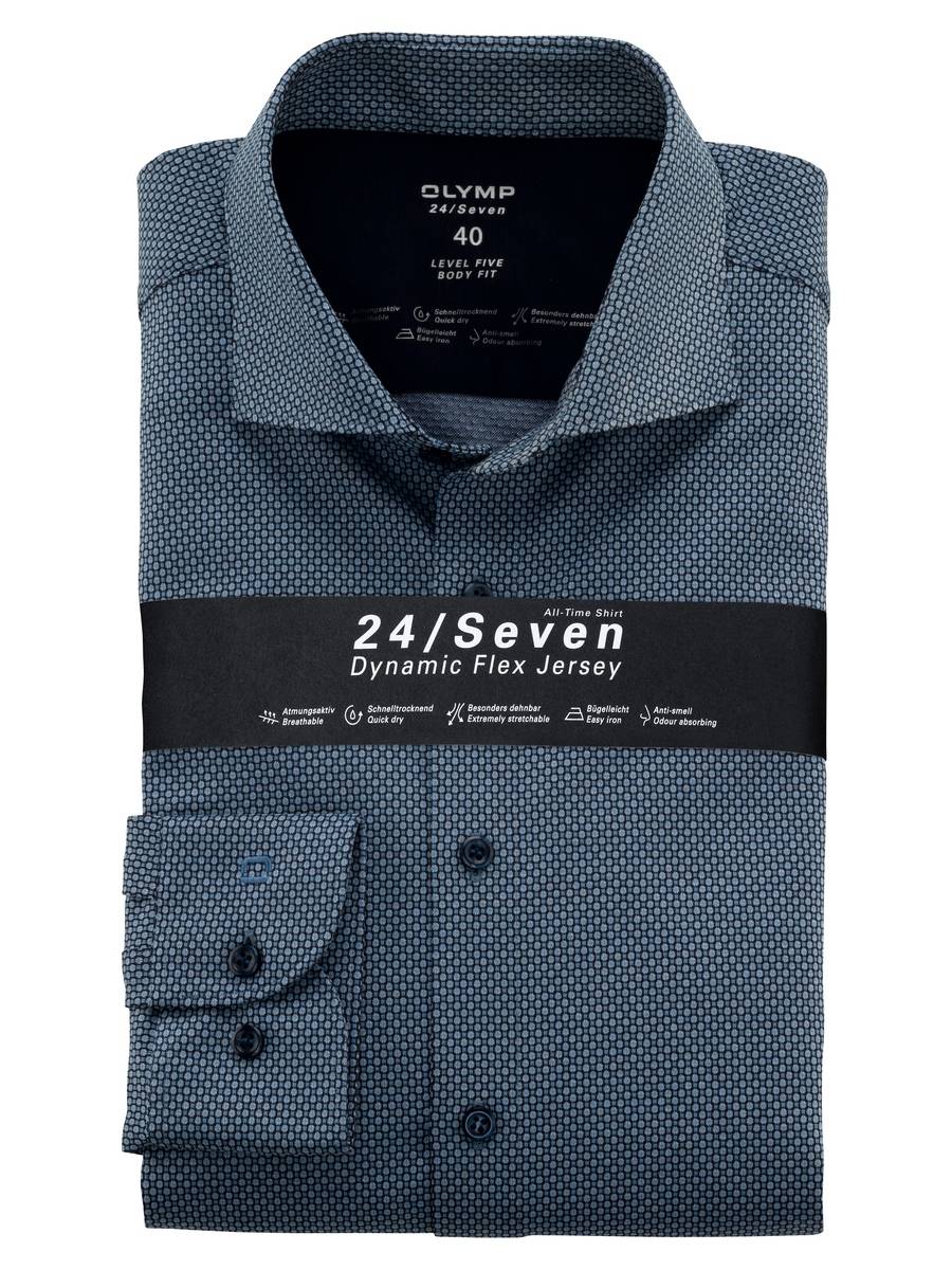 Olymp Camicia azzurra olymp in jersey slim fit