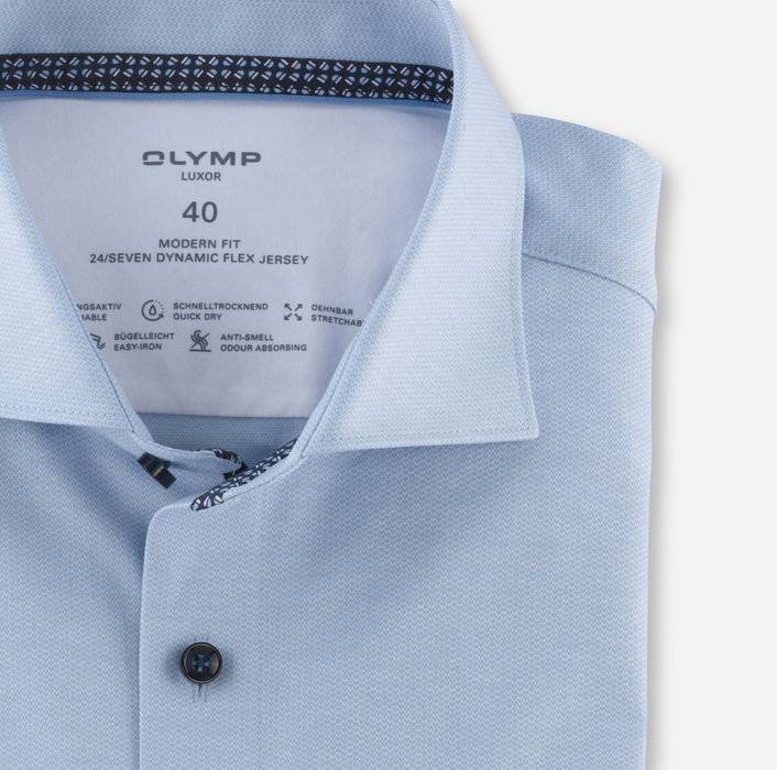 Olymp Camicia Celeste Olymp In Jersey Modern Fit