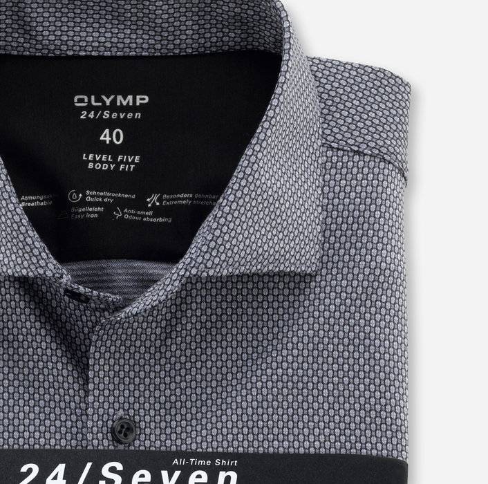 Olymp Camicia Grigia Olymp In Jersey Slim Fit