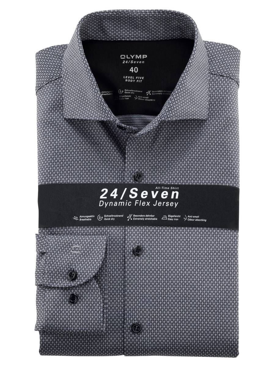 Olymp Camicia grigia olymp in jersey slim fit