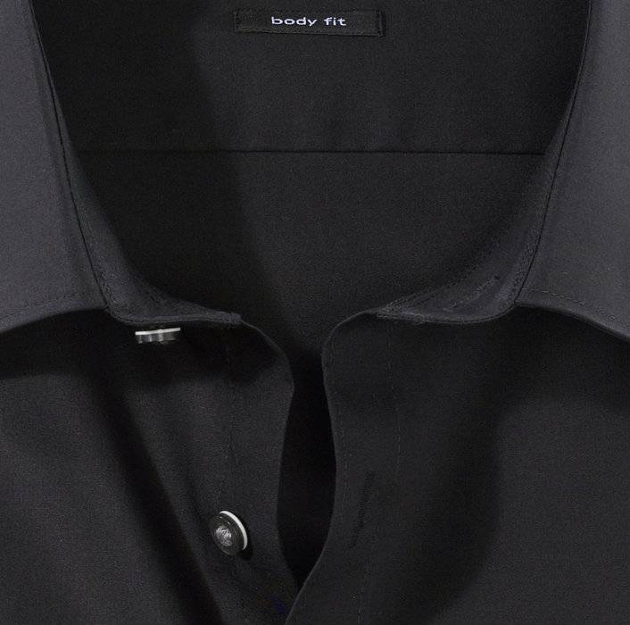 Olymp Camicia Nera Olymp Slim Fit Cotone Stretch