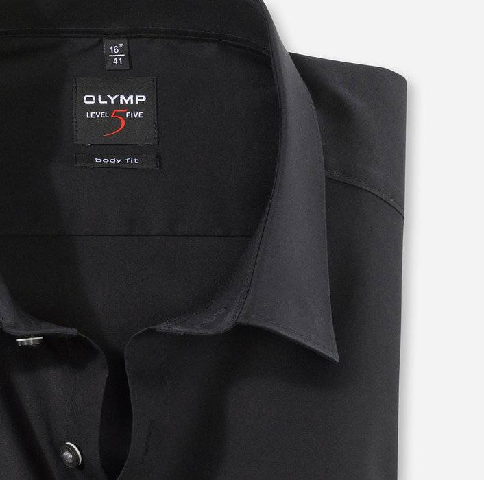 Olymp Camicia Nera Olymp Slim Fit Cotone Stretch