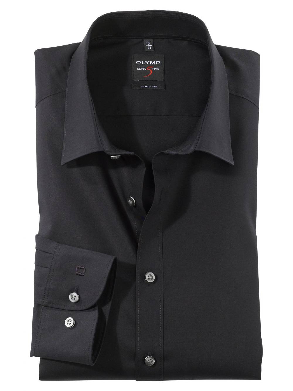 Olymp Camicia nera olymp slim fit cotone stretch