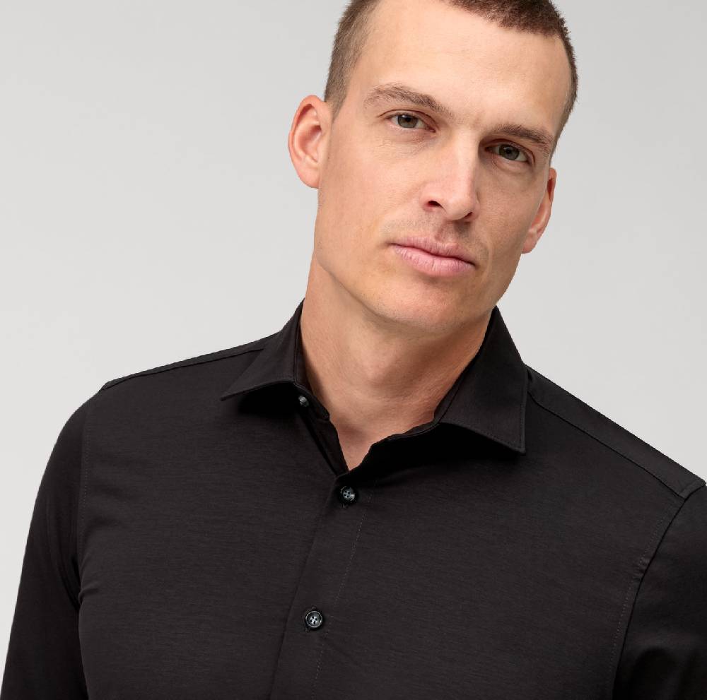 Olymp Camicia Olymp Nera In Jersey Super Slim Fit