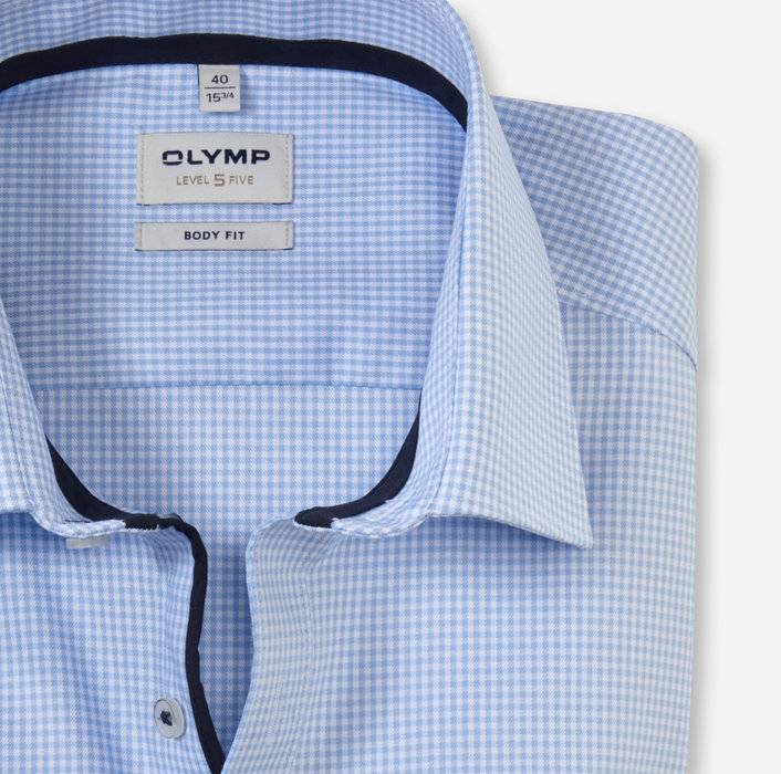 Olymp Camicia Olymp Slim Fit Celeste A Quadretti