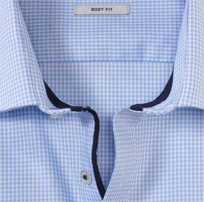 Olymp Camicia Olymp Slim Fit Celeste A Quadretti