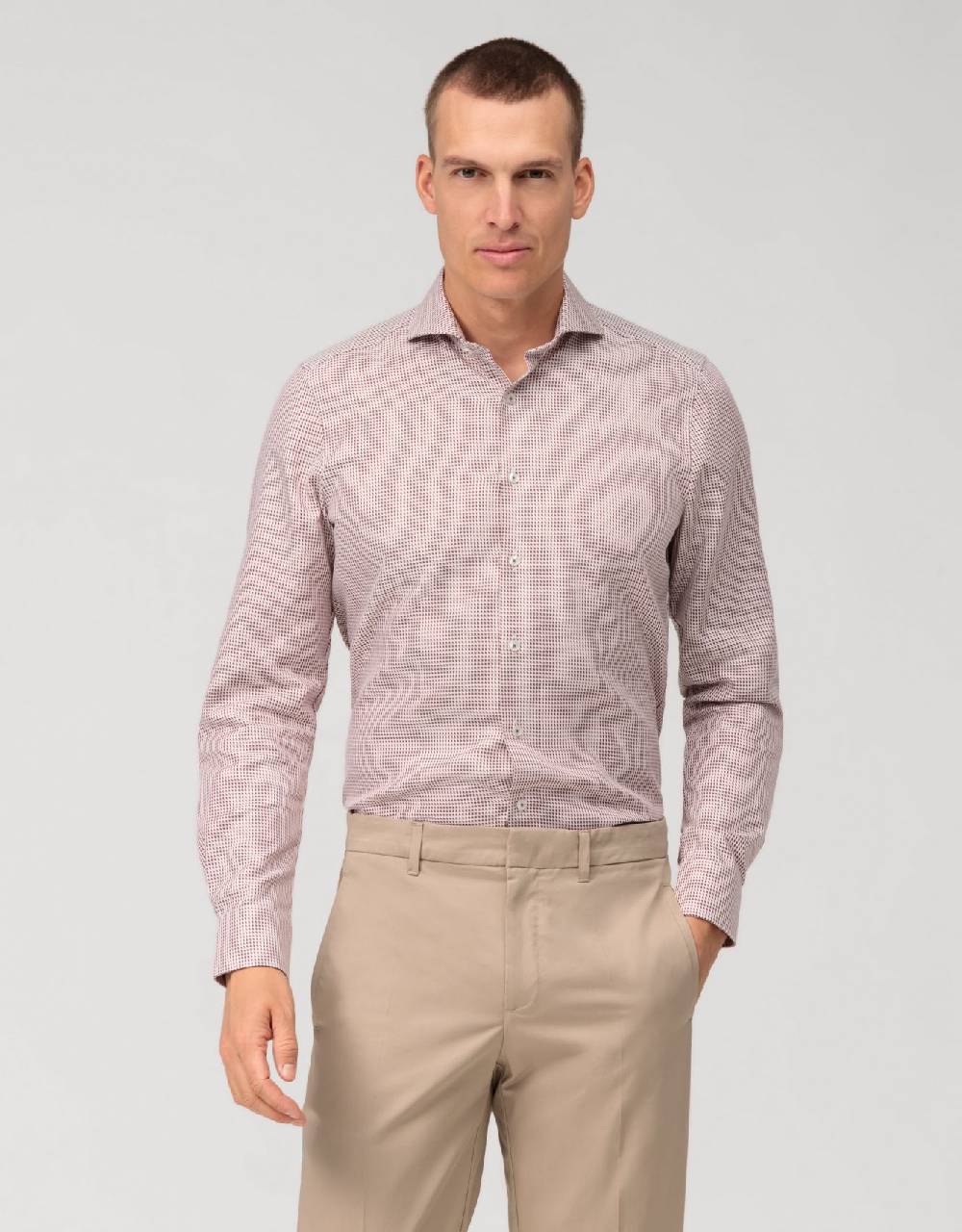 Olymp Camicia olymp slim fit micro disegno rosso