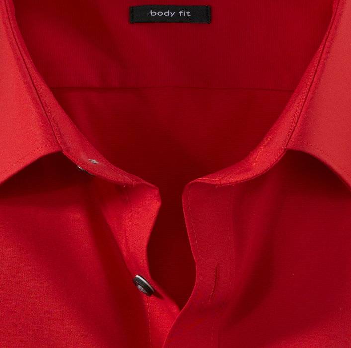 Olymp Camicia Rossa Olymp Slim Fit Cotone Stretch