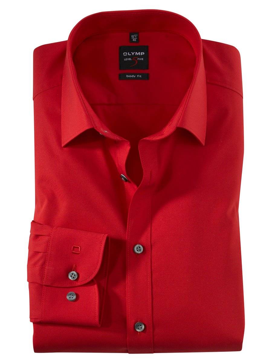 Olymp Camicia rossa olymp slim fit cotone stretch