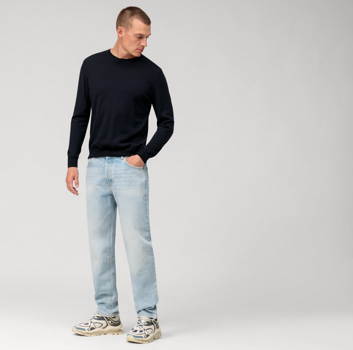 Olymp Girocollo Olymp Blu Lana Merinos Regular Fit