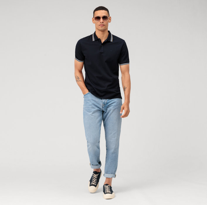 Olymp Polo Blu Olymp Regular Fit Cotone Piqué