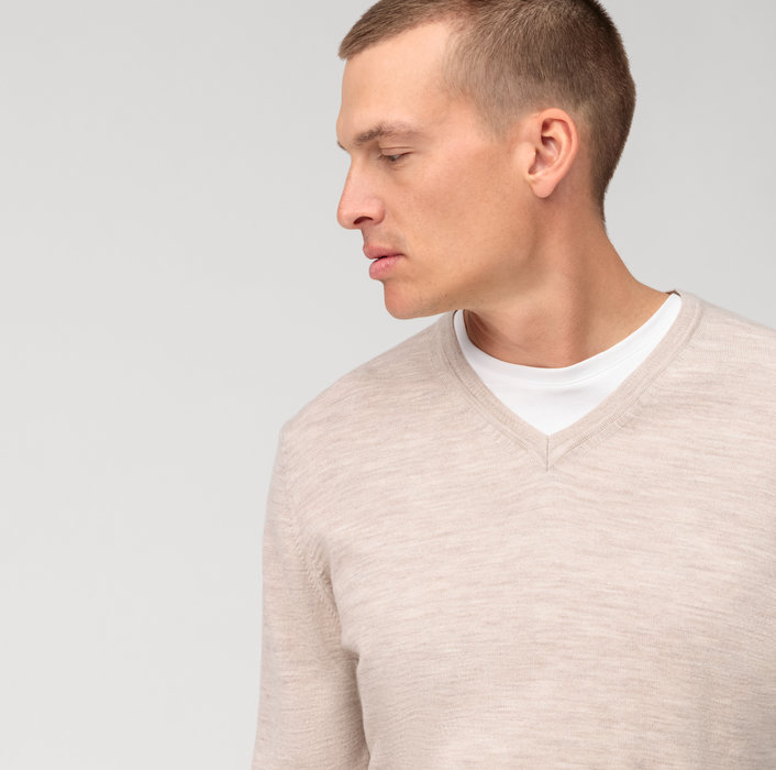Olymp Pullover Scollo A V Beige Olymp Regular Fit