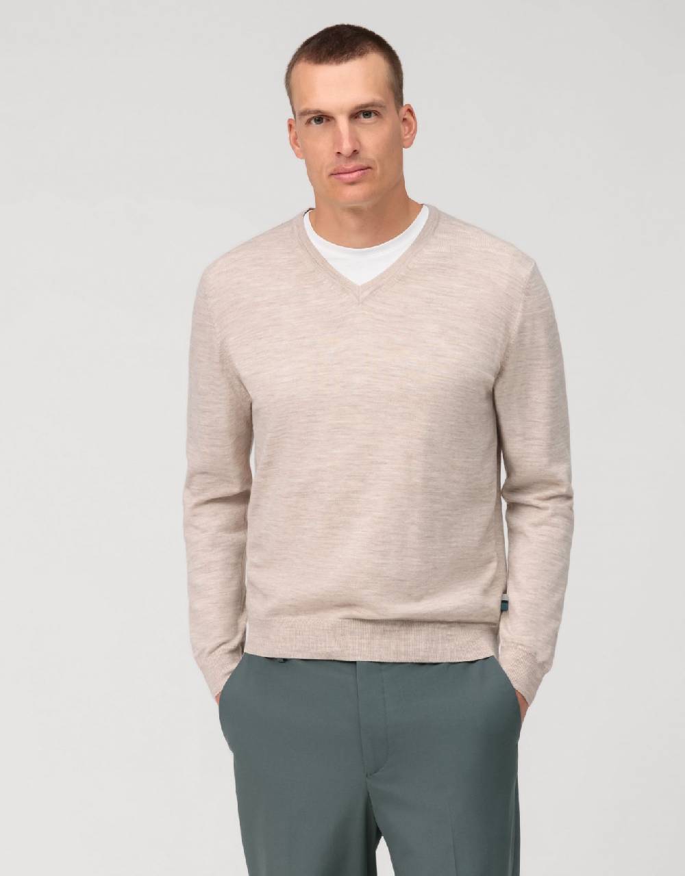 Olymp Pullover scollo a v beige olymp regular fit