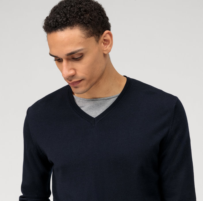 Olymp Pullover Scollo A V Blu Olymp Regular Fit