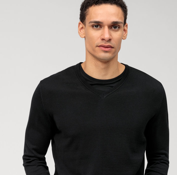 Olymp Pullover Scollo A V Nero Olymp Regular Fit