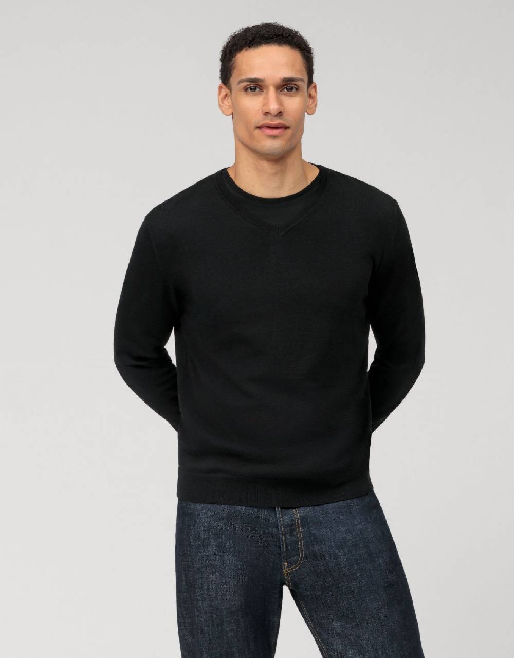 Olymp Pullover scollo a v nero olymp regular fit