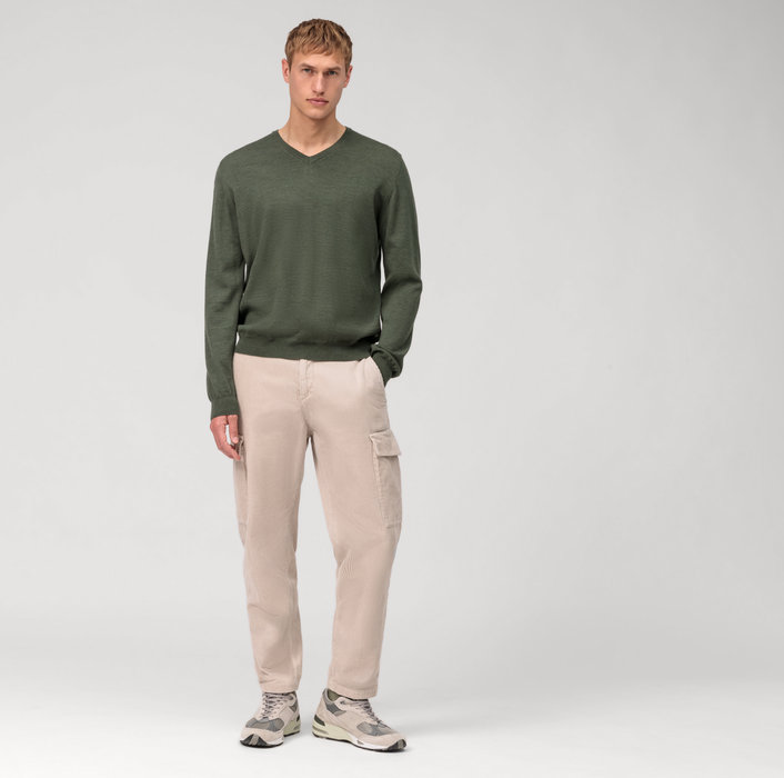 Olymp Pullover Scollo A V Verde Olymp Regular Fit