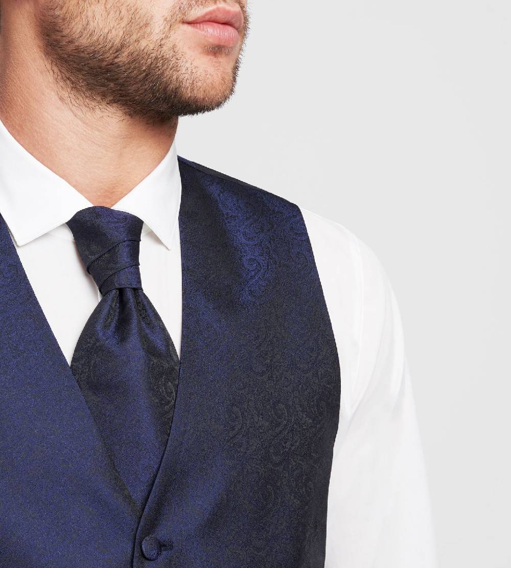 Digel Panciotto Da Cerimonia Digel Blu A Fantasia In Raso