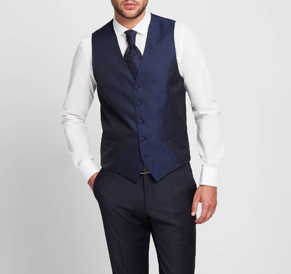 Digel Panciotto da cerimonia digel blu a fantasia in raso