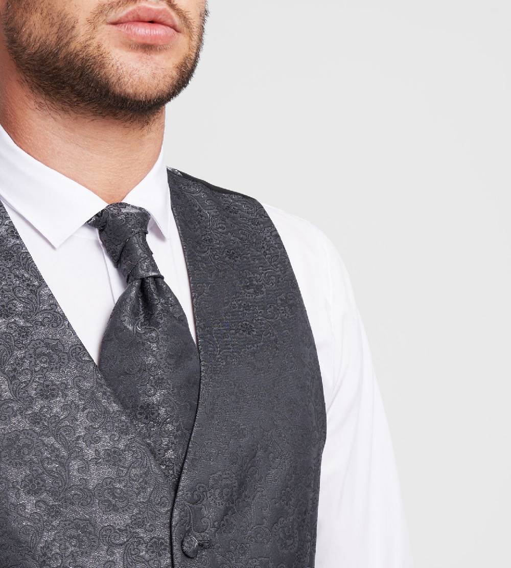 Digel Panciotto Elegante Cerimonia Digel Grigio Scuro In Raso