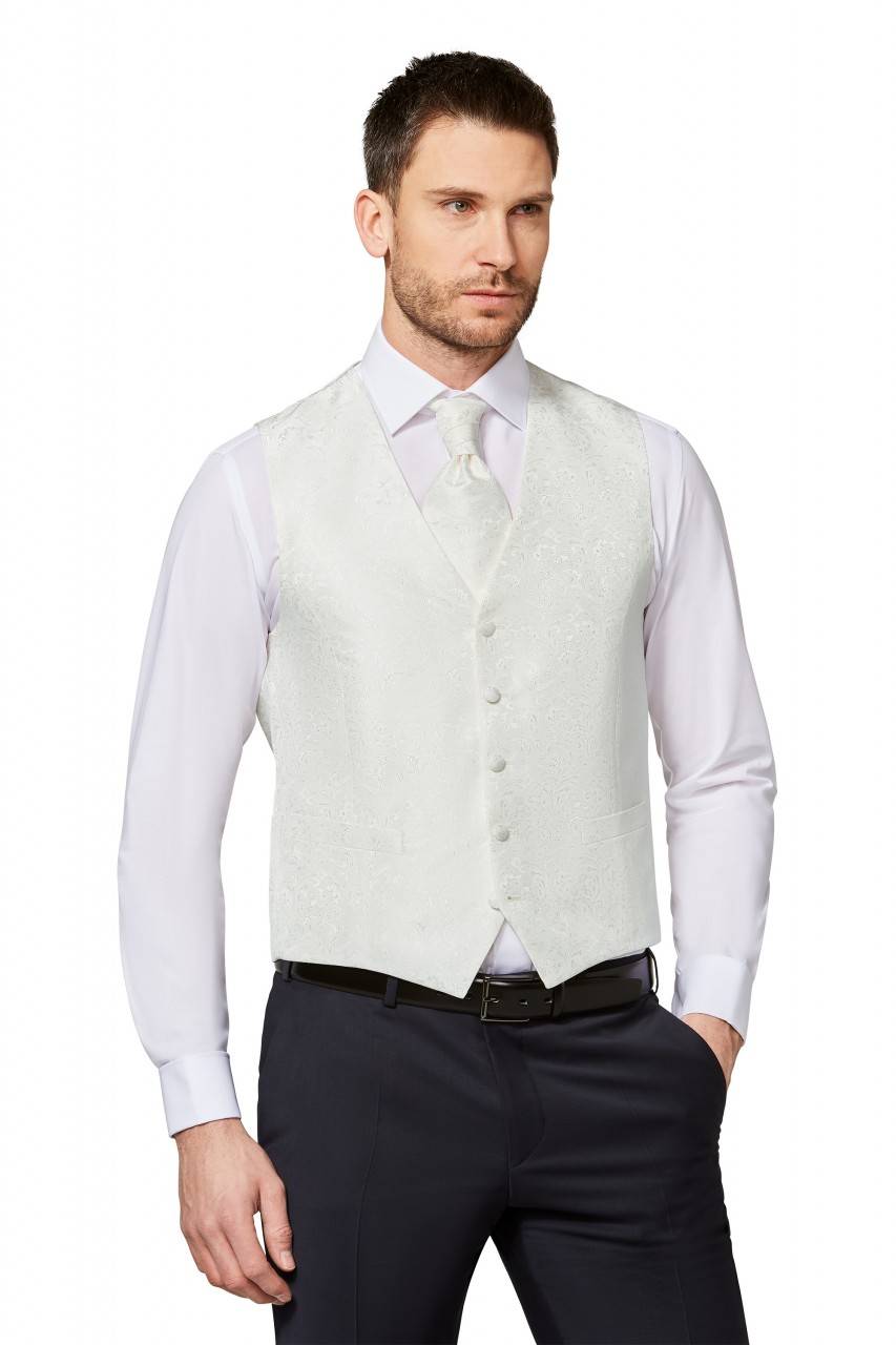 Digel Panciotto gilet completo di cravatta e pochette ecru digel