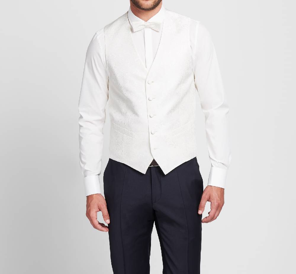 Digel Panciotto gilet completo di papillon e pochette ecru digel