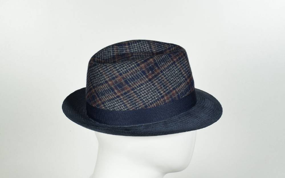 Panizza Cappello Trilby Panizza Blu A Quadri