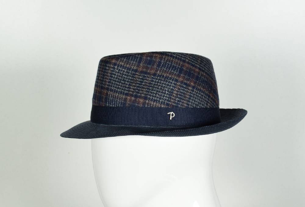 Panizza Cappello Trilby Panizza Blu A Quadri