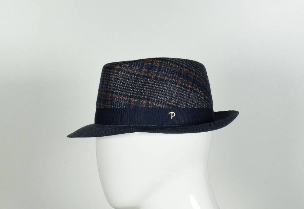 Panizza Cappello trilby panizza blu a quadri