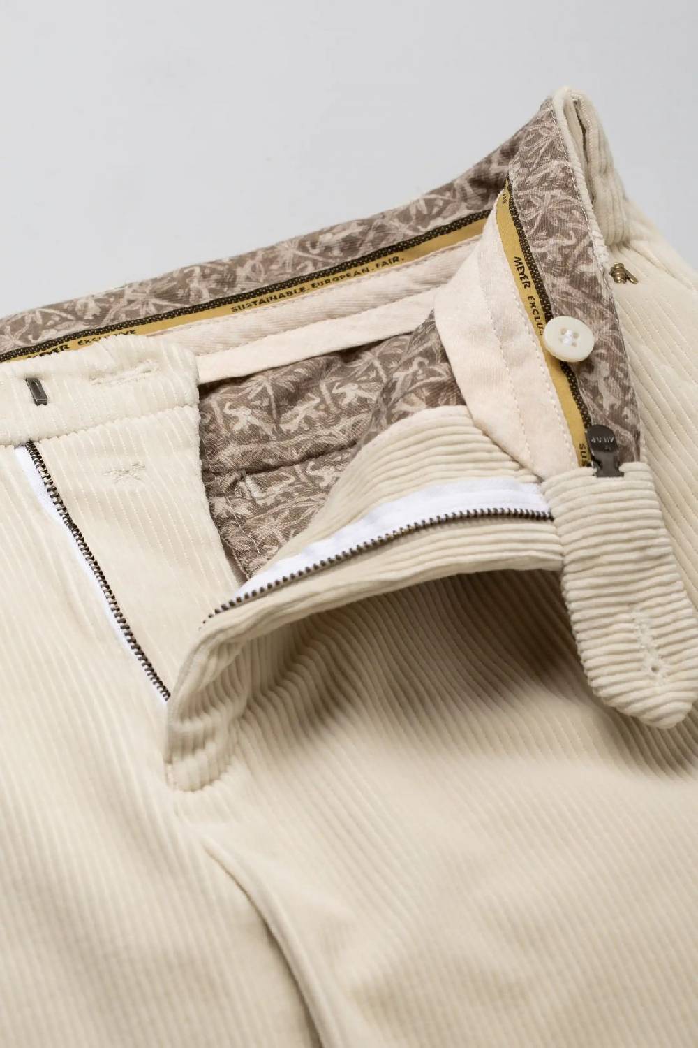 Meyer Pantalone Avorio Meyer In Velluto A Coste Luxury Modern Fit