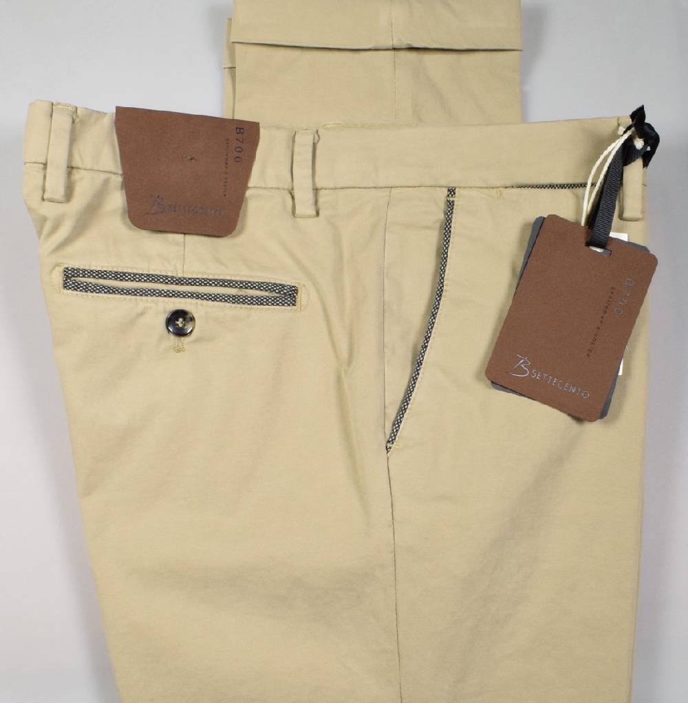 B Settecento Pantalone Beige Bsettecento In Cotone Raso Stretch Slim Fit