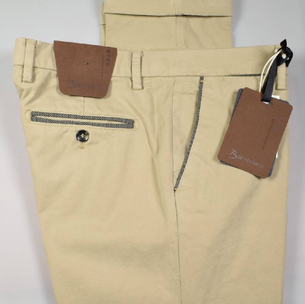 B Settecento Pantalone beige bsettecento in cotone raso stretch slim fit