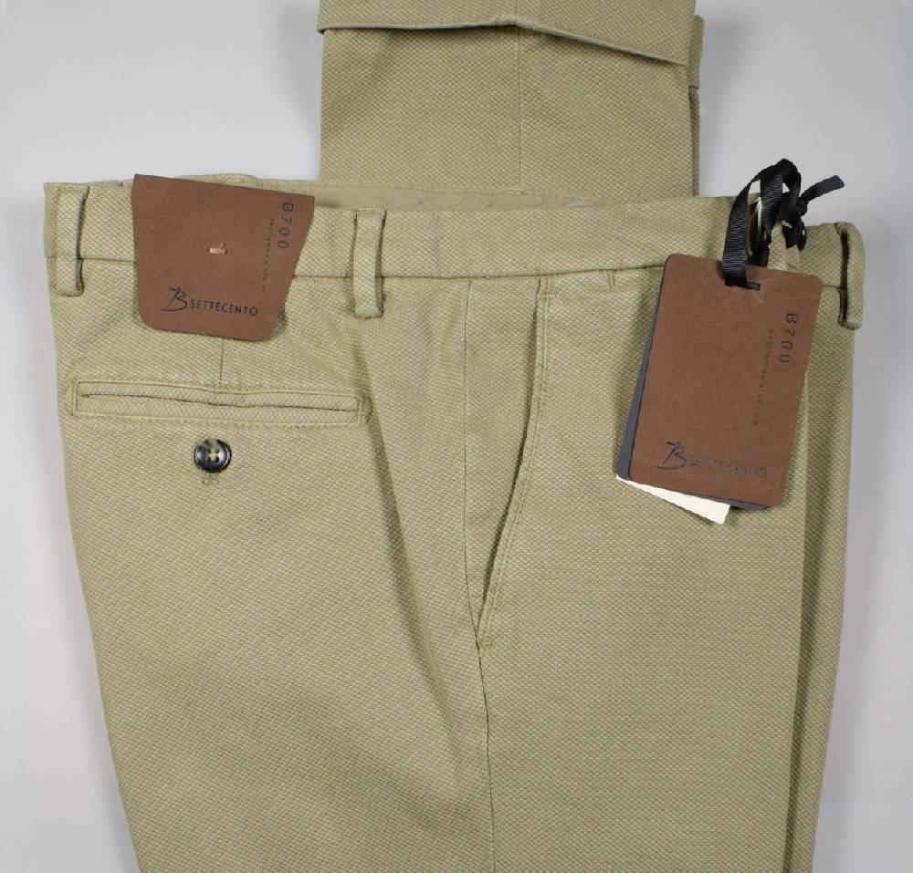 B Settecento Pantalone Beige Bsettecento In Cotone Stretch Armaturato Slim Fit